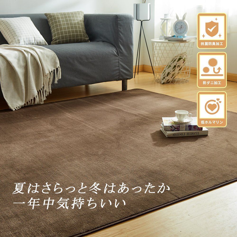 【送料無料 】 185×185cm_ダークグレー VK Living カーペット ラグ ラグマット 絨毯 185×185cm(約2畳) 滑り止め 洗える 防ダニ