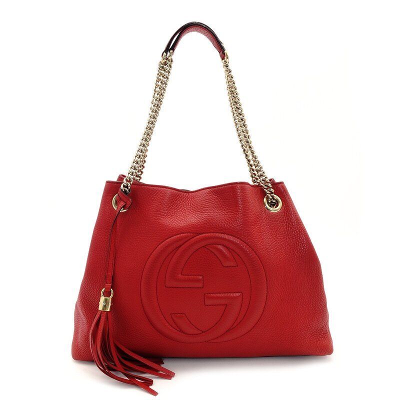 グッチ GUCCI ソーホー チェーン ショルダーバッグ レザー レッド GGロゴ 赤 クロスボディ 7-9-408