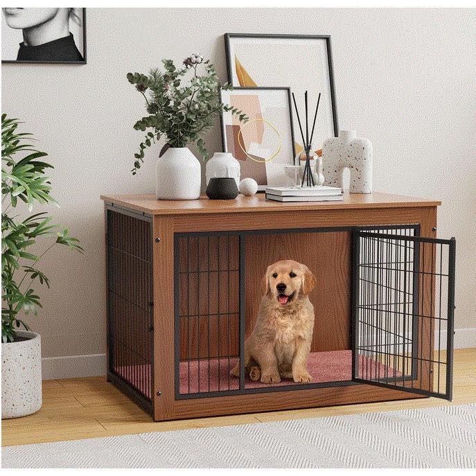  Lサイズ ブラウン 引き取の場合り2000円 げ Alebert 犬 ケージ ペットケージ 木製 ペットサークル 大中型犬用 サークル 室内 ゲージ インテリア調 毛布付き 頑丈 オシャレ ケージ 犬用品