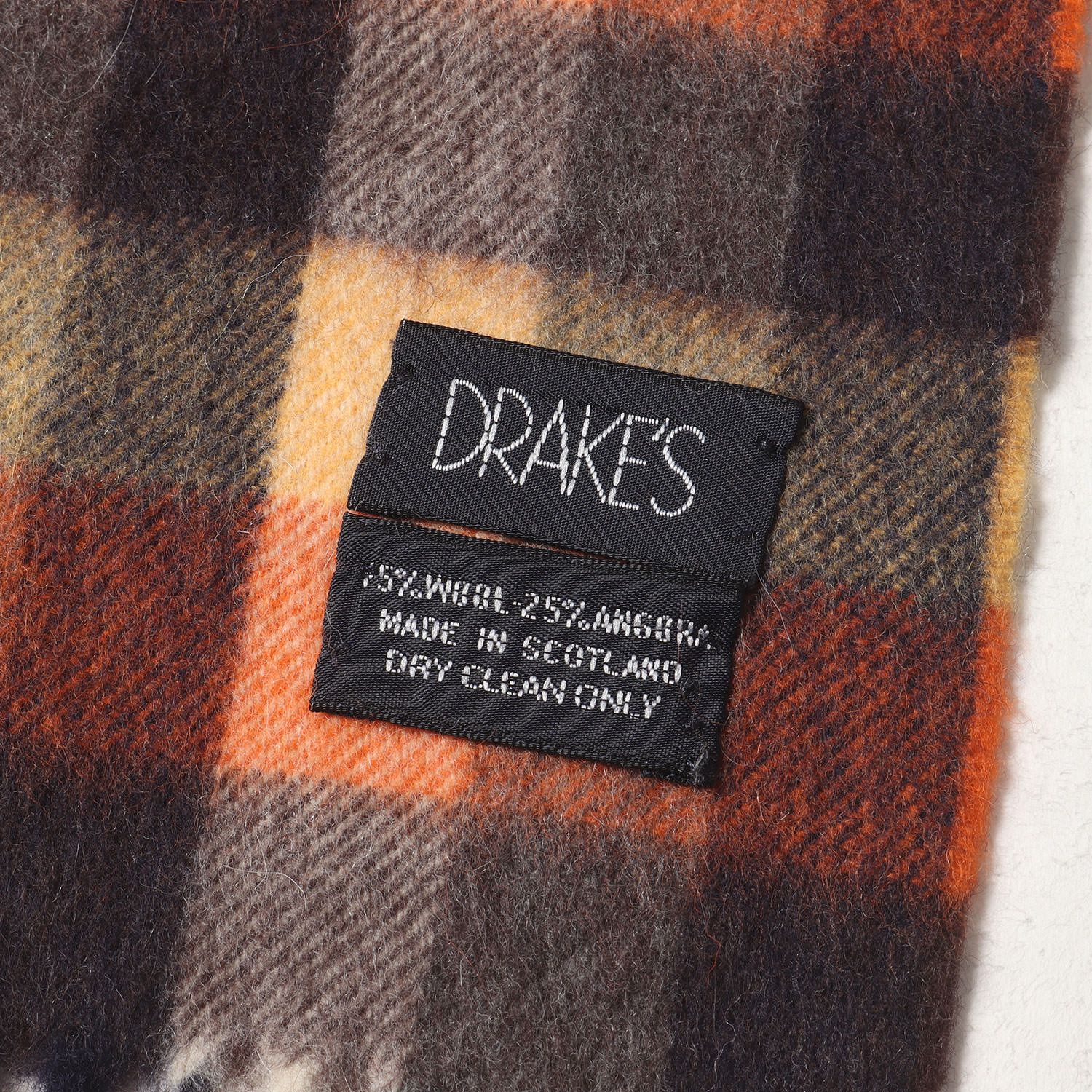 Sold DRAKE'S ウール アンゴラ マフラー グレー ネイビー Drake's