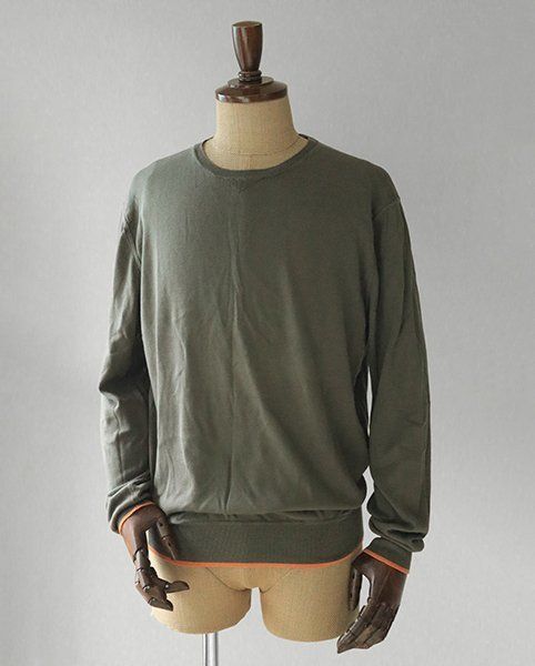 ☆美品 Cruciani ◇シルクブレンド クルーネック ニット カーキ サイズ  