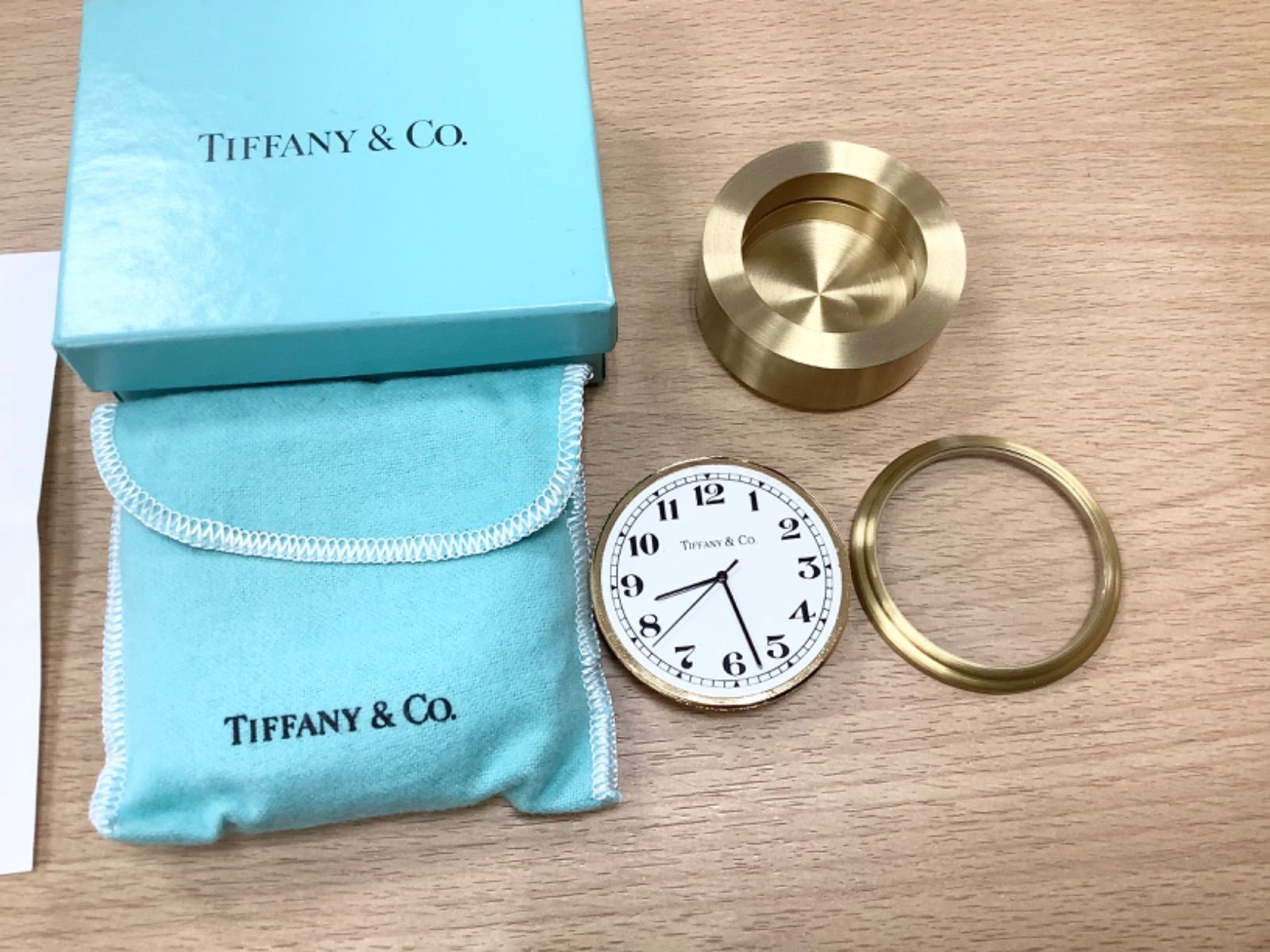 Tiffany & Co. ゴールド 丸型置時計 美品レア！！》《送料無料》⭐︎TIFFANY&CO ダイス型GOLD