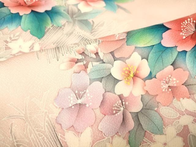 平和屋着物●訪問着　螺鈿　草花文　暈し染め　金彩　正絹　逸品　AABD4337ck 平和屋着物○訪問着 螺鈿 草花文 暈し染め 金彩 正絹 逸品 AABD4337ck