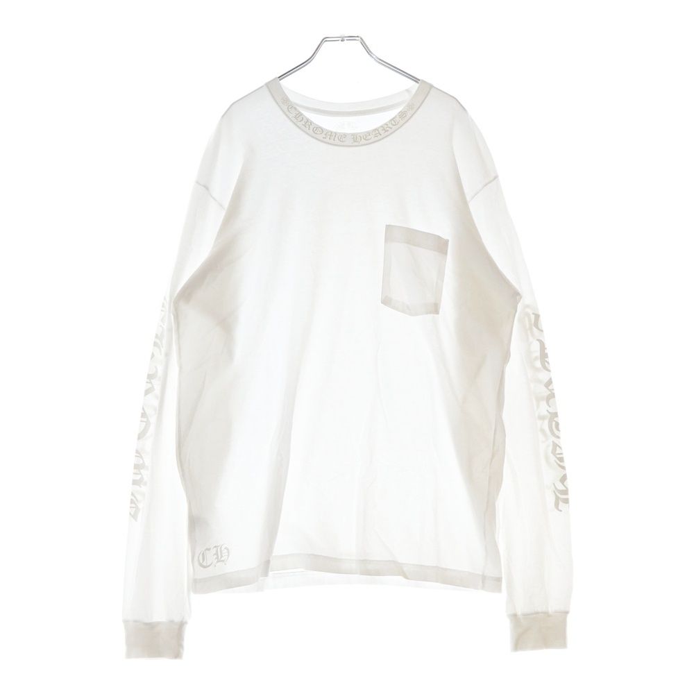 クロムハーツ 長袖 Tシャツ ネックロゴ レターズ ロンT ホワイト CHROME HEARTS クロムハーツ ネック ロゴ レターズ ロンT 長袖