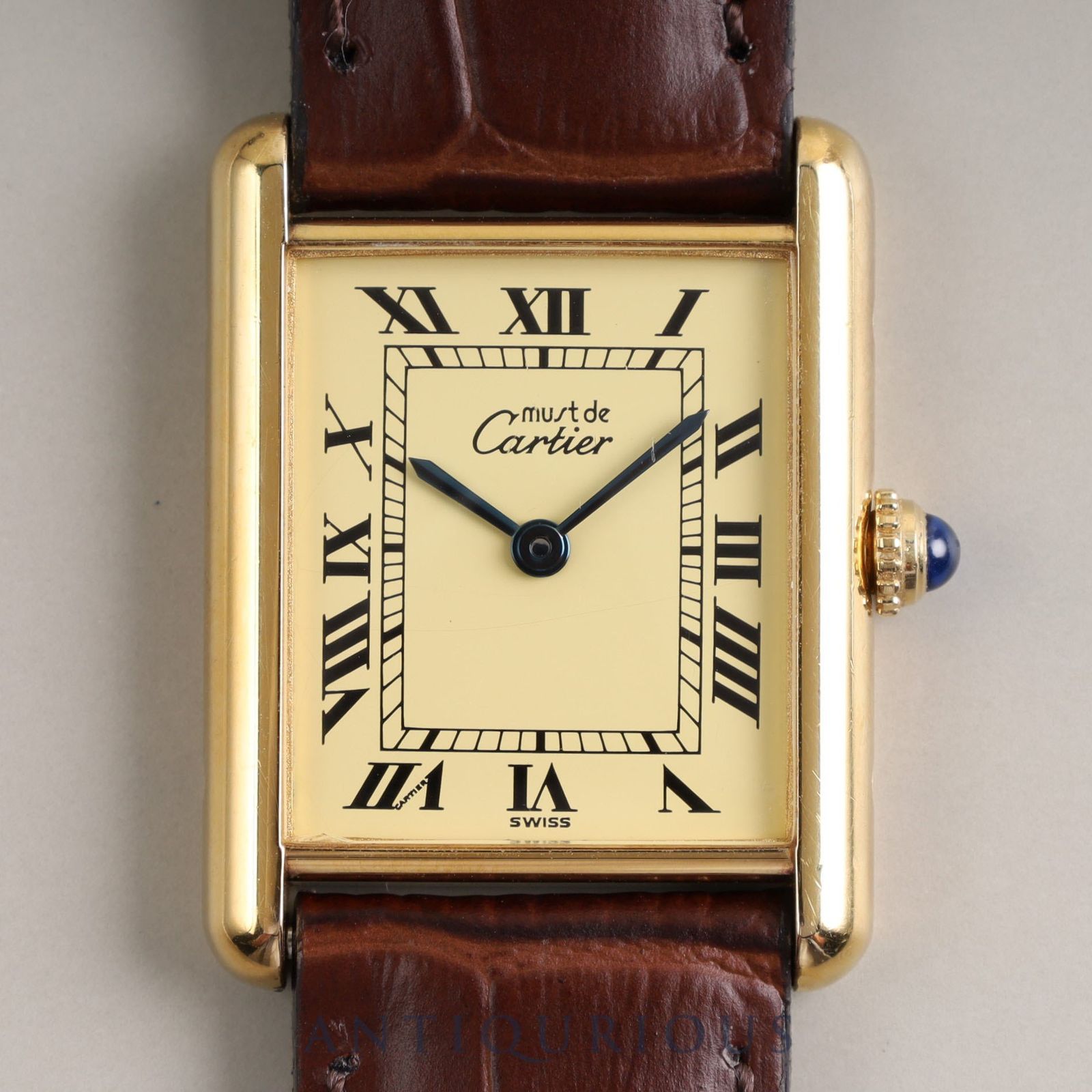 Cartierマストヴァンドーム アイボリー文字盤 QZ/カルティエ/SV925 カルティエ マストタンク LM QZ W1002754 / 1615 SV925 革 純正
