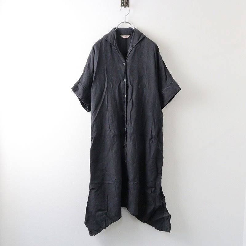 リゼッタ Lisette リネン オープンカラーワンピース/ブラック