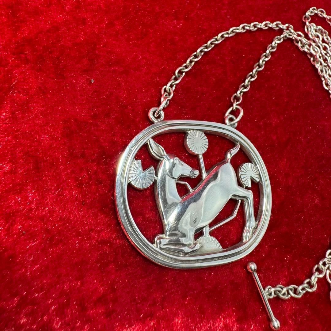 美品 ネックレス 鹿と花 ＃95 ジョージジェンセン/GEORG JENSEN - メルカリ