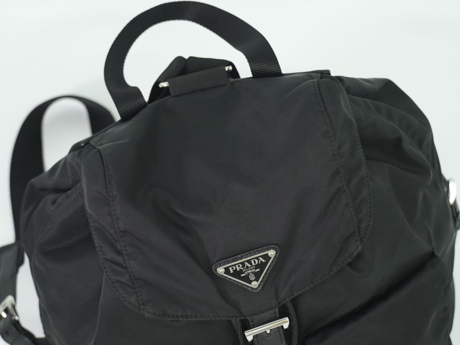 本物 プラダ PRADA ナイロン リュックサック バックパック ブラック バッグ フォロー割 DECORATOM_COM_BR