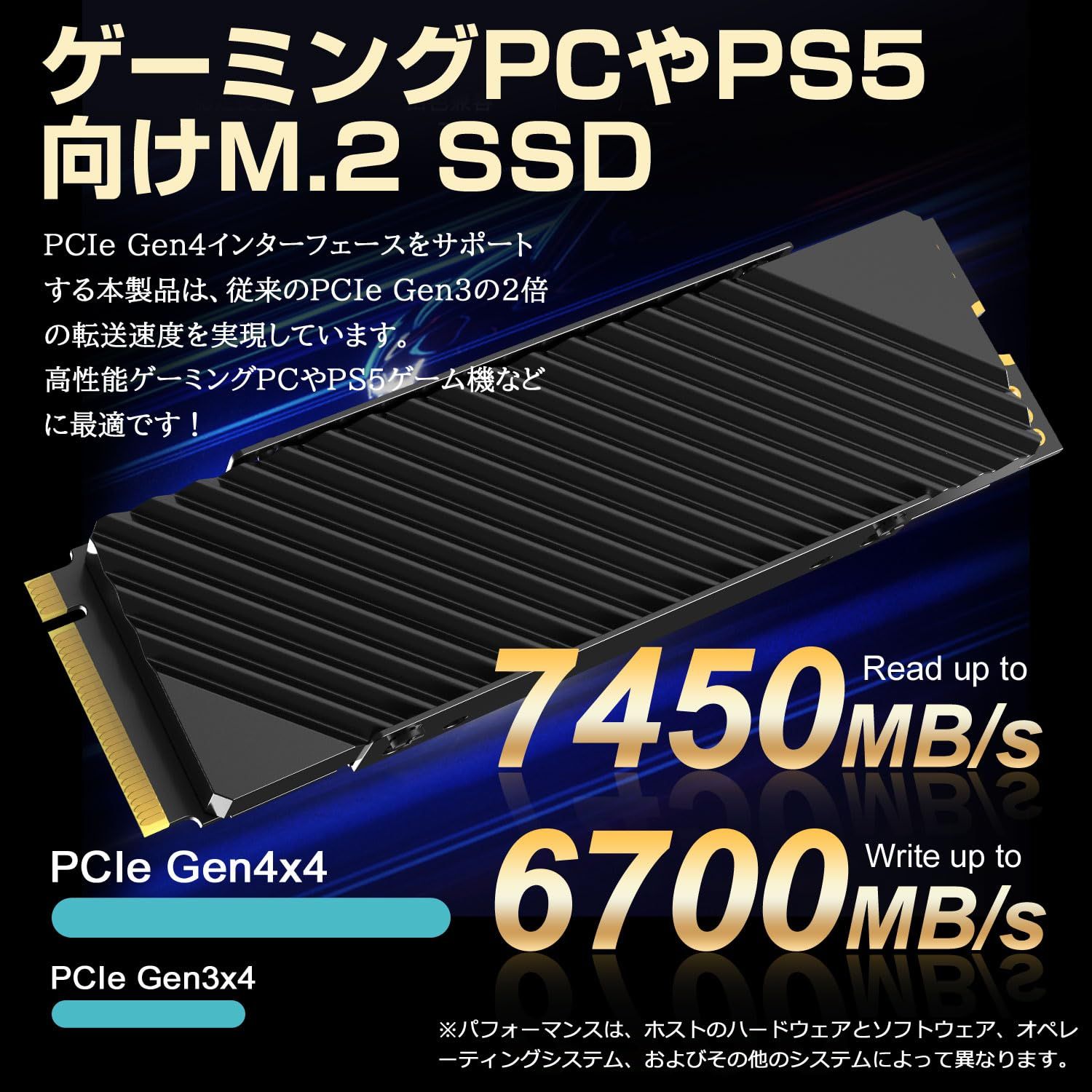 Hanye SSD 2TB PCIe Gen4x4 M.2 NVMe 2280 ヒートシンク搭載 新型PS5
