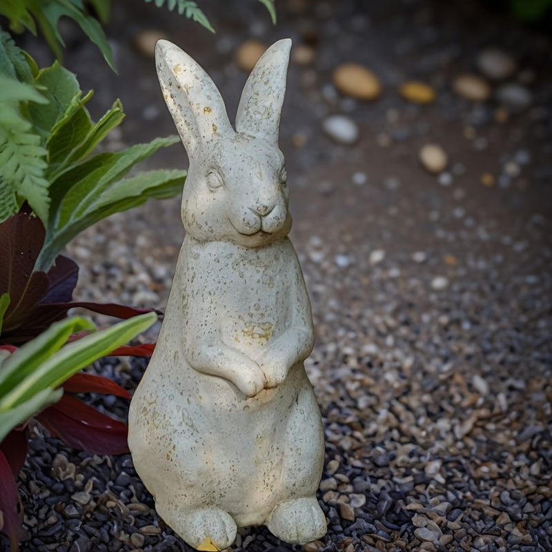 置物 オブジェ ガーデンオーナメント 白いウサギ うさぎ ラビット彫刻風 レトロ風 屋外 インテリア 玄関 リビング ダイニング 装飾 庭 ガーデニング 装飾 ガーデン ギフト インテリア用品 贈り物 雑貨