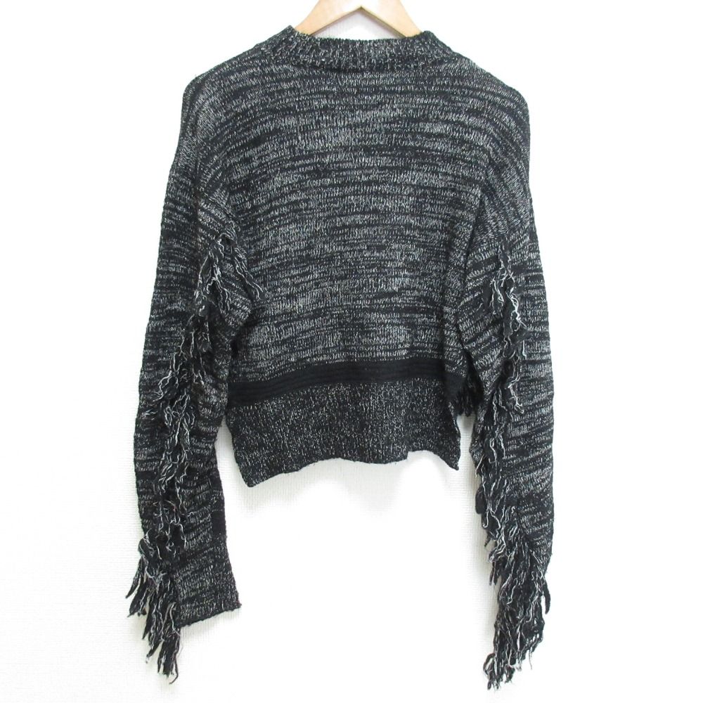 美品 Mame kurogouchi マメクロゴウチ クロップド フリンジ加工 ニット セーター MM16AW-KN053 サイズ1 ブラック レディース 古着 中古 USED 美品 Mame kurogouchi マメクロゴウチ クロップド フリンジ加工 ニット