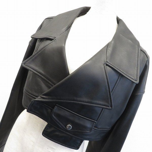 UN3D. アンスリード ラムレザー 本革 ライダース ジャケット ショート