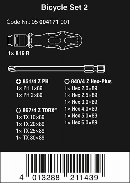 Wera自転車用ツールセットBicycle Set2 004171