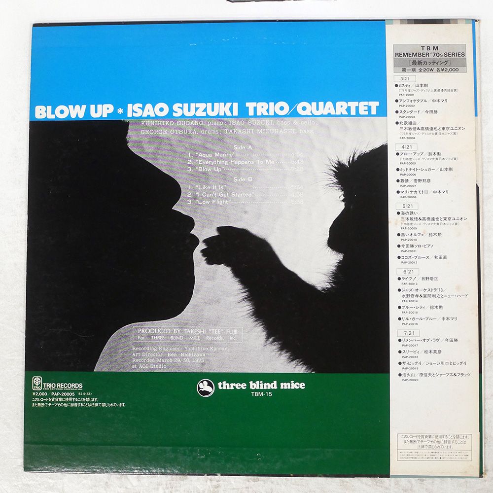 冊子付】鈴木勲 Trio/Quartet「Blow Up(ブロー・アップ)」LP（12インチ