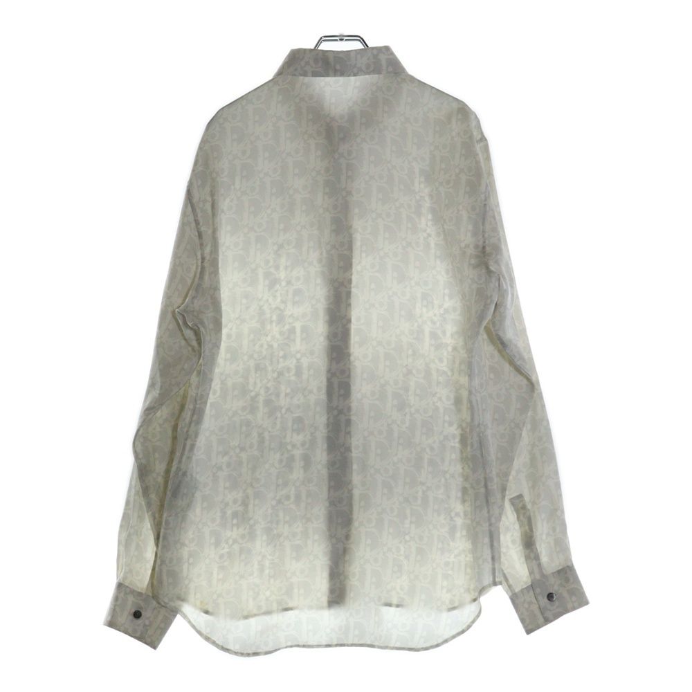 DIOR ディオール 21SS オブリーク総柄 シルク 比翼 長袖シャツ ホワイト 013C502A5141
