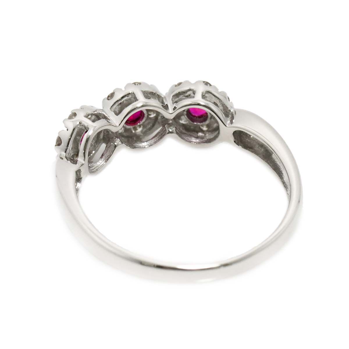 リング 15号 ルビー 0.22ct ダイヤ 0.24ct K18 WG ホワイトゴールド  