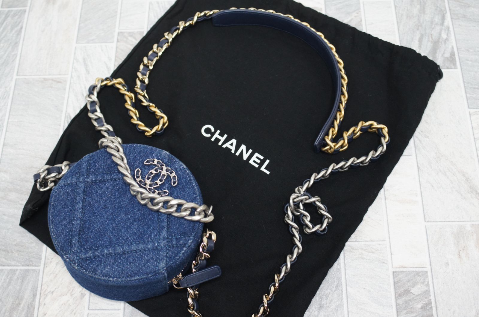 シャネル CHANEL デニム ラウンドショルダーバッグ シリアルシール 