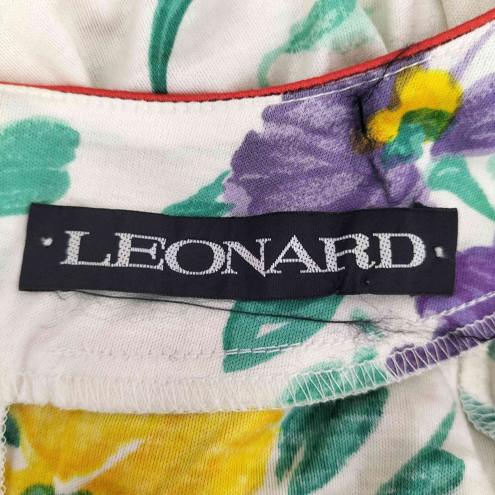 ★LEONARD★レオナール美カラー/品よくフェミニン/コットン LEONARD 美品 レオナール フラワープリント カンカンストレッチ