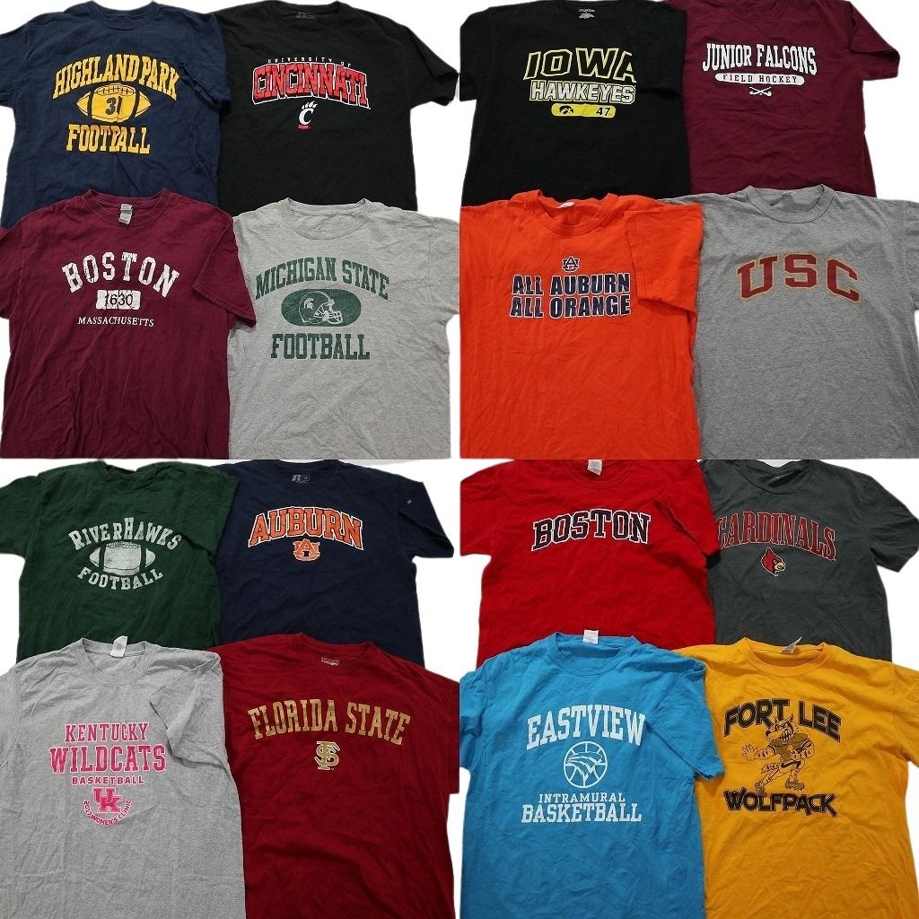 古着卸 カレッジ風 半袖Tシャツ 16枚セット メンズ L ボストン フロリダ ケンタッキー アイオワ ミシガン 古着 NA2125