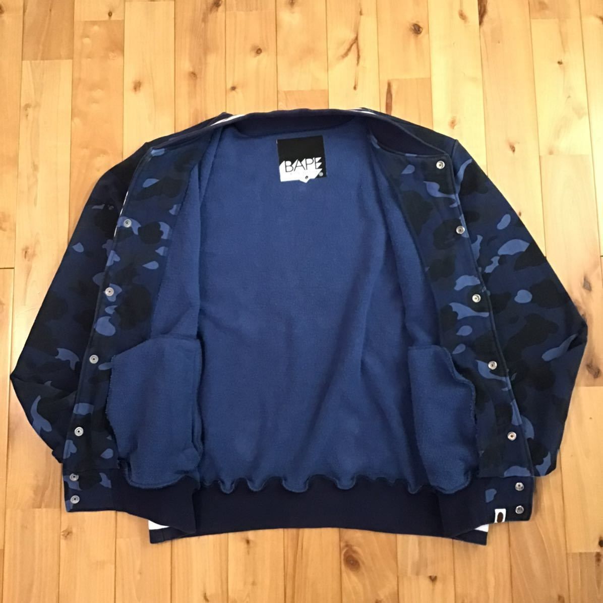 Blue camo スウェット スタジャン Lサイズ a bathing ape BAPE sweat