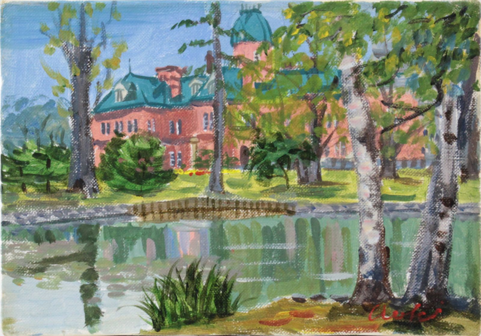 青木卯一『道庁池畔』油彩画【真作保証】 絵画 青木卯一『道庁池畔』油彩画【真作保証】 絵画 - メルカリ