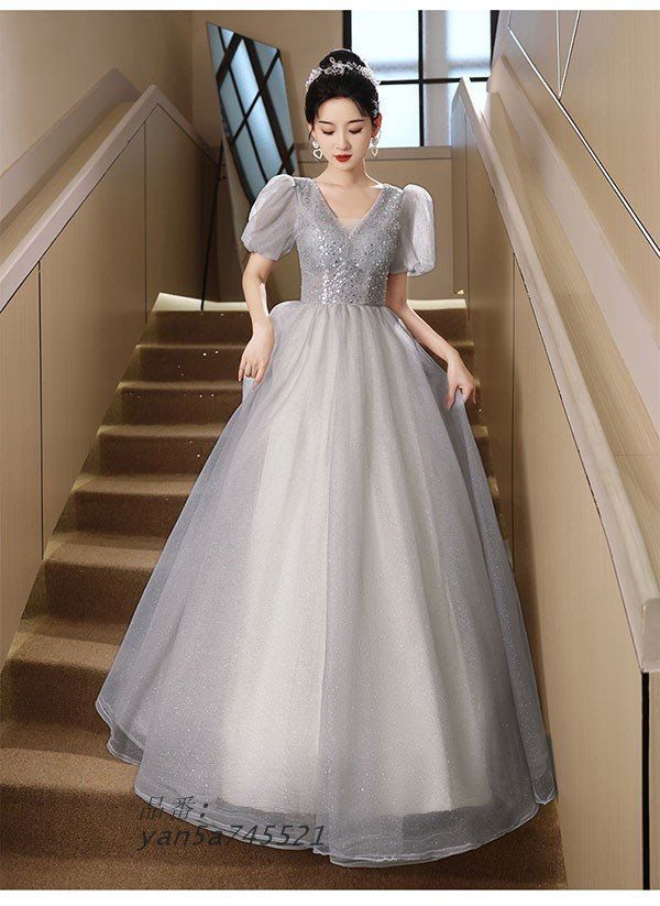 ドレス 大人 ピアノ 発表会 ロング丈 ぽっちゃり ワンピース 袖付き ピアノ発表会 Aライン 大きいサイズ イブニングドレス 演奏会 yan5a745521