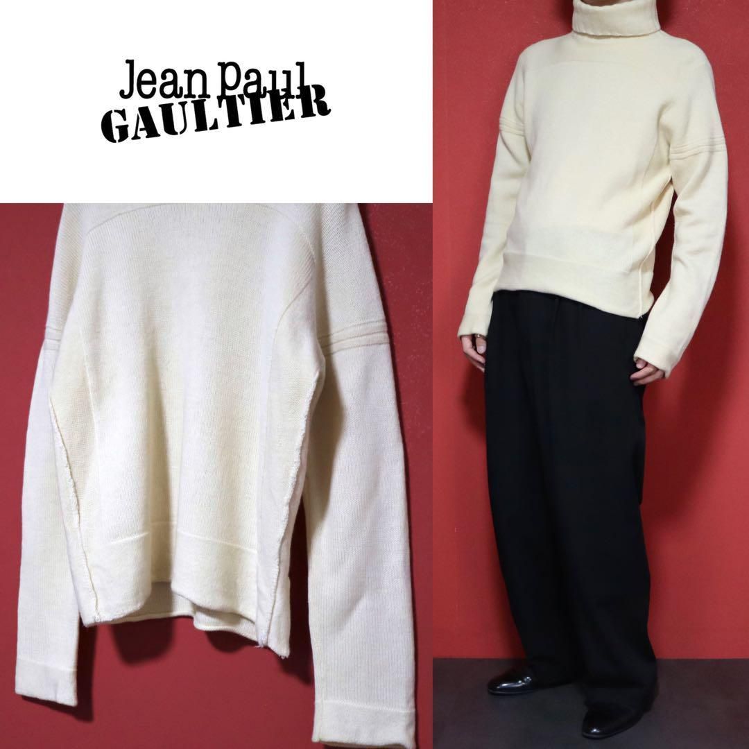 Jean Paul Gaultier HOMME 裾レザー切替 ハイネックニット Jean Paul Gaultier HOMME 裾レザー切替 ハイネックニット