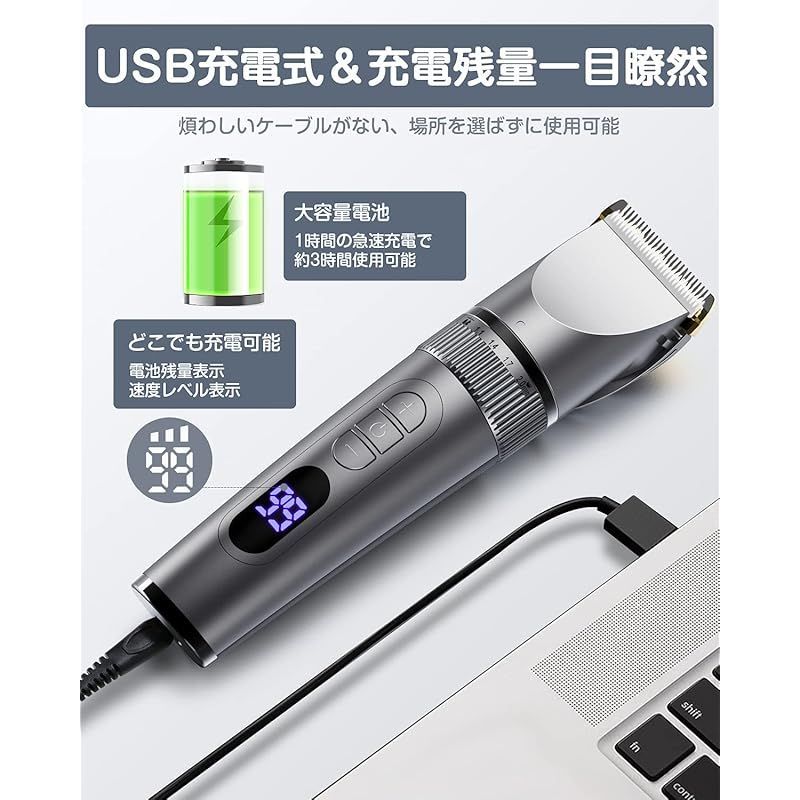 バリカン メンズ 電動バリカン 【2024改良モデル】散髪用 3段階スピー バリカン メンズ 電動バリカン 【2024改良モデル】 ヘアカッター