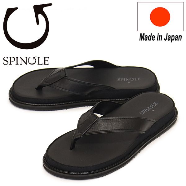 SPINGLE スピングル SP-1717 カンガルーレザートングサンダル 05 Black SP038 M-25.5cm