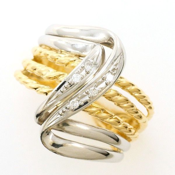 PT900 K18YG リング ring 指輪 8.5号 ダイヤ 0.04 総重量約3.6g