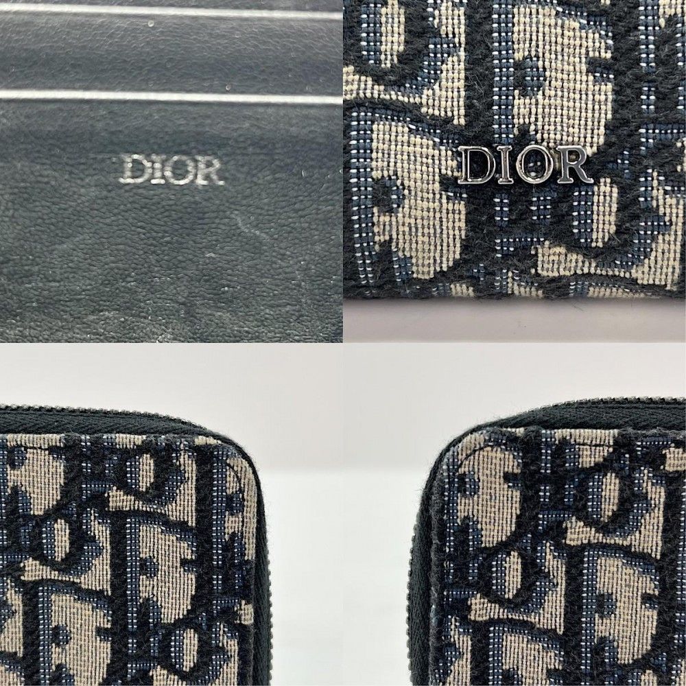 Dior コインケース キャンバス　ディオール 美品 ディオール コインケース メンズ オブリークジャガード ジップ