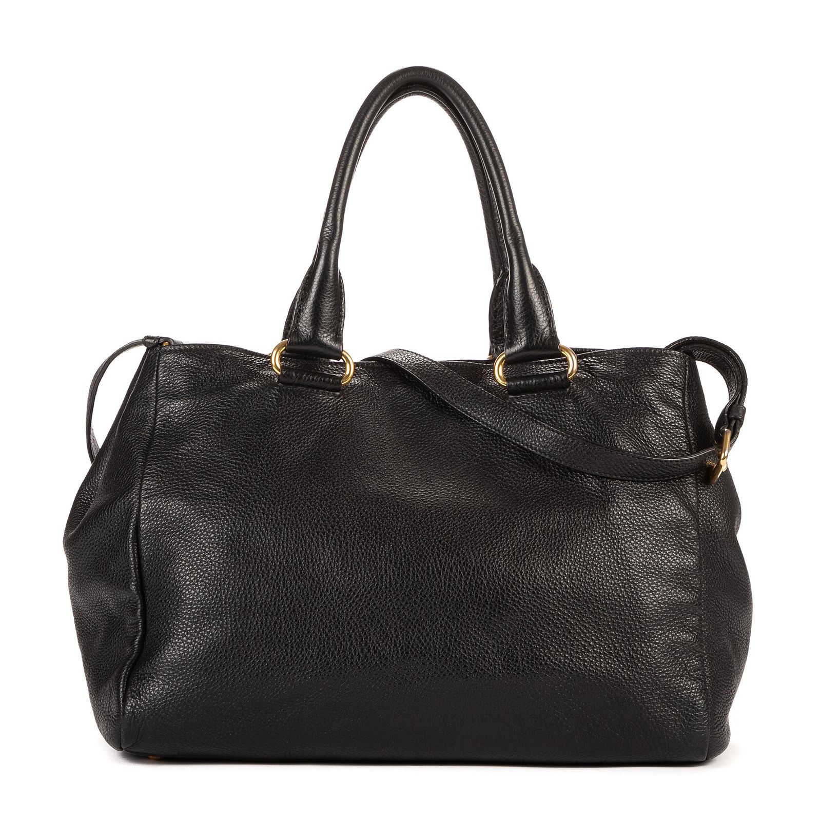 PRADA プラダコンバーチブル中サッチェル黒カーフスキンレザーA DECORATOM_COM_BR