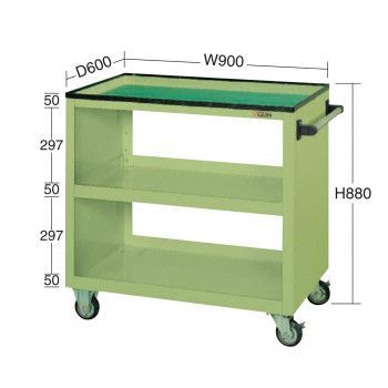 サカエ パネルワゴン 天板皿型 グリーン PGW-2C