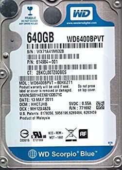 【中古】 wd6400bpvt-60hxzt1?Western Digital 640?GB 5400rpm SATA 3.0?Gbps 2.5インチScorpioハードドライブ