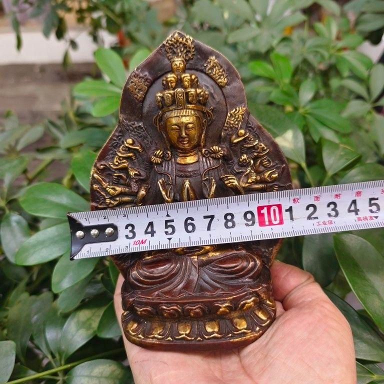 銅細工 千手観音菩薩像 観音銅像 装飾品 工芸品 美術品 置物