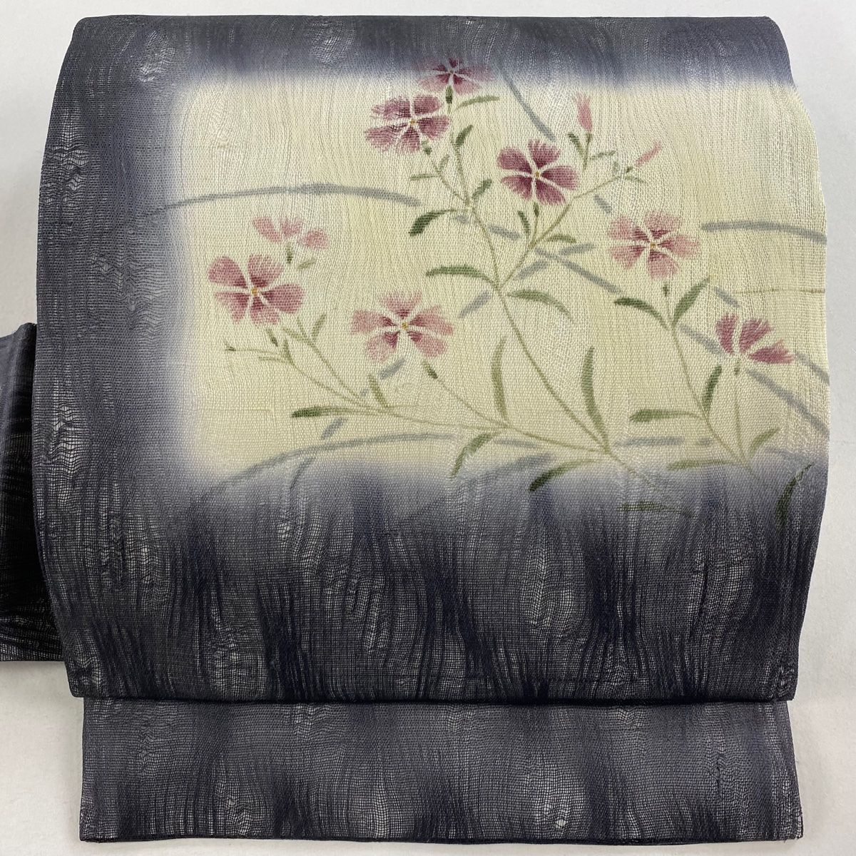 M272 夏帯　花模様　正絹　名古屋帯　名古屋仕立て　未使用極美品 M272 夏帯 花模様 正絹 名古屋帯 名古屋仕立て 未使用極美品 k