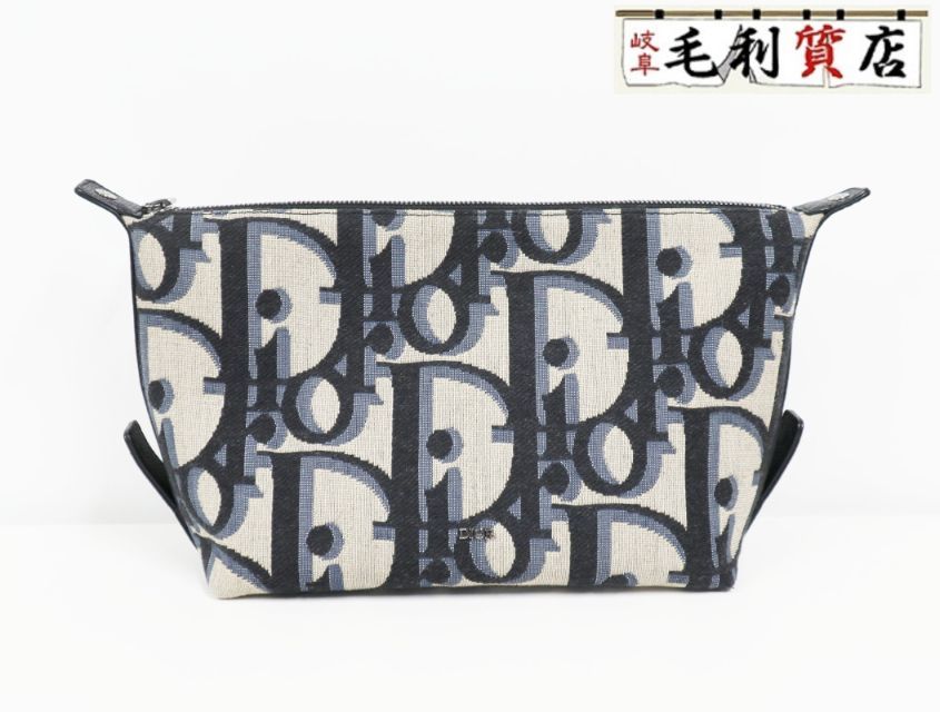 クリスチャンディオール CHRISTIAN DIOR オブリーク マキシディオール ジャガード ネイビー ポーチ