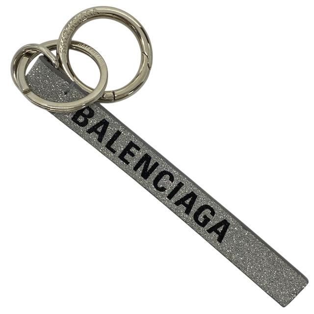 BALENCIAGA バレンシアガ 551984 エブリデイ キーリング バッグチャーム キーホルダー 小物 ロゴ グリッター メタル シルバー