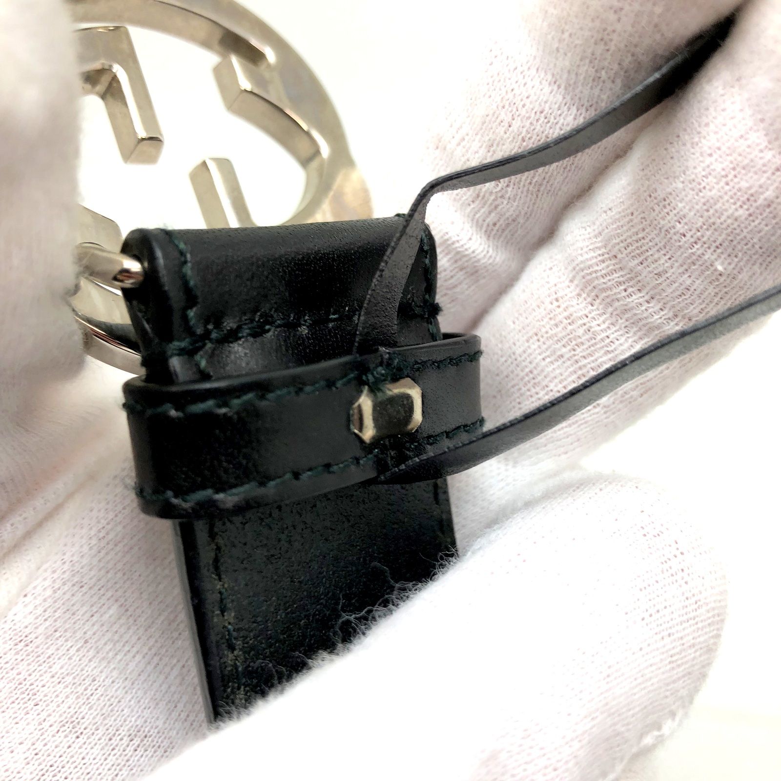 GUCCI グッチ Gロゴ バックル レザーベルト ブラック レディース 美品 GUCCI グッチ ベルト レディース Gロゴ ブラック 黒 レザー