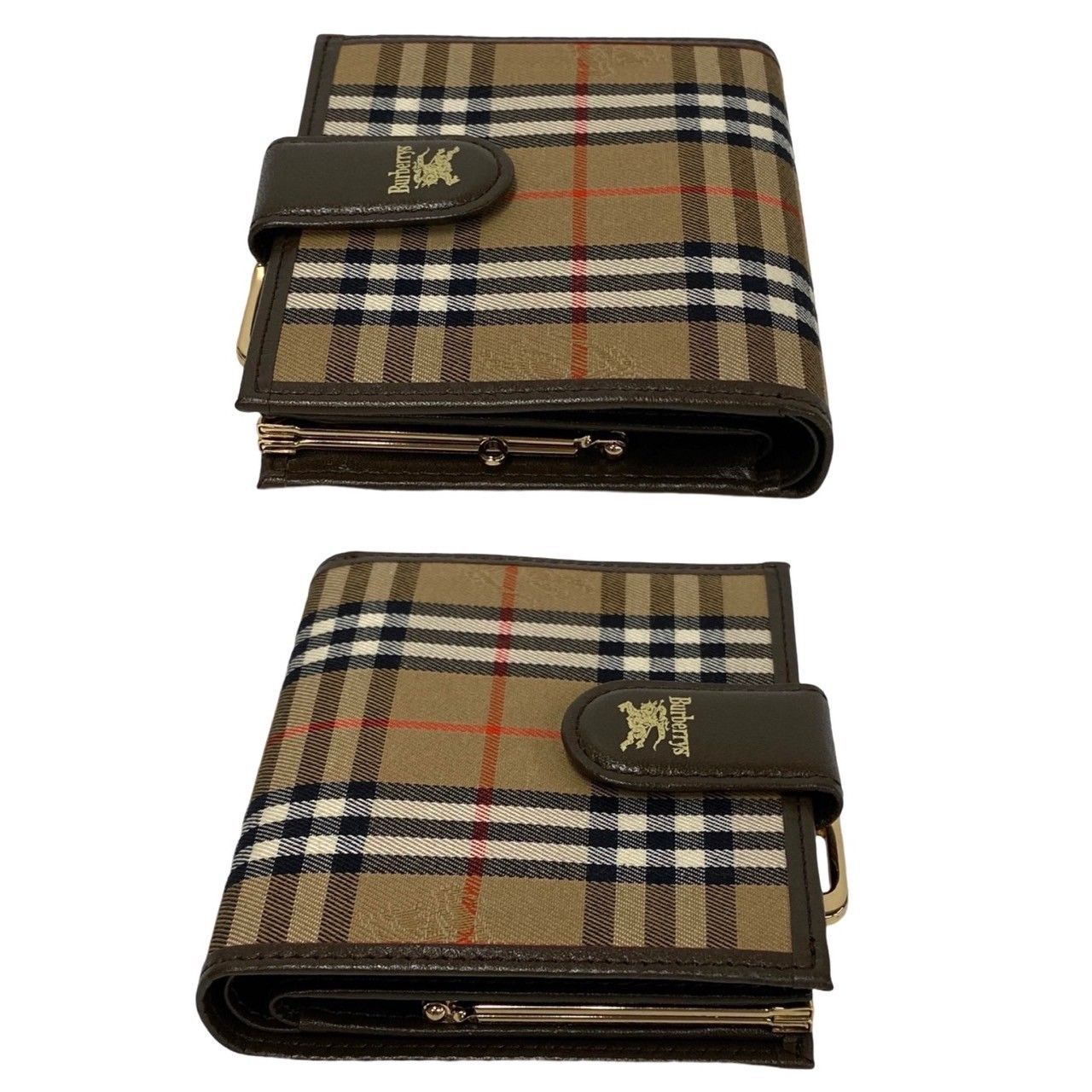 ⭐️未使用⭐️　バーバリー　ノバチェック　二つ折り財布　レザー　ブラウン 未使用保管品 バーバリーズ ノバチェック レザー キャンバス 二つ折り