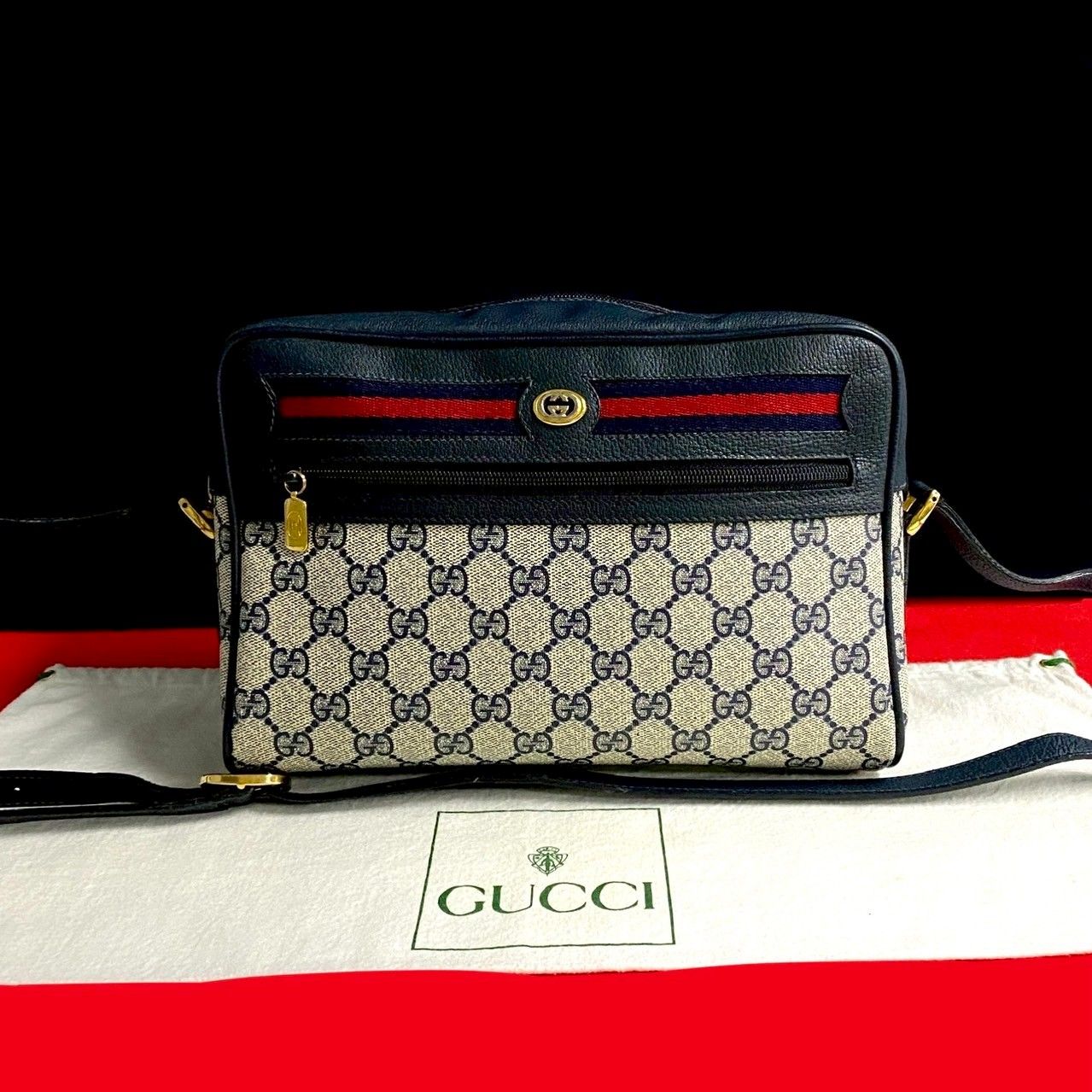 極 美品 GUCCI グッチ オールドグッチ シェリーライン GG ロゴ