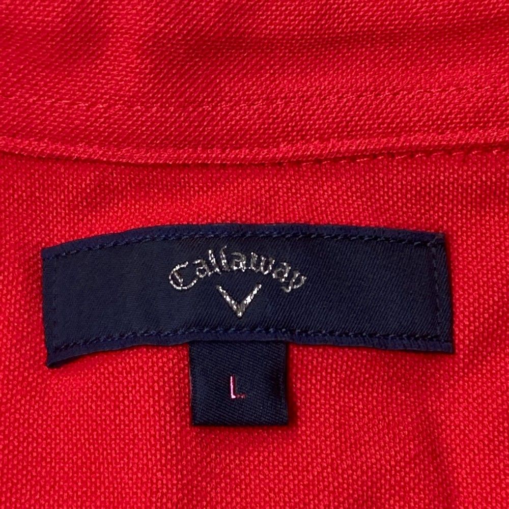 サイズ：L CALLAWAY キャロウェイ  半袖ポロシャツ チュニック丈  レッド系 [240101434728] ゴルフウェア レディース ストスト キャロウェイ（CALLAWAY）（レディース）ゴルフウェア 半袖