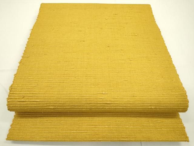 平和屋着物○八寸名古屋帯 信州紬 黄朽葉色 正絹 逸品 未