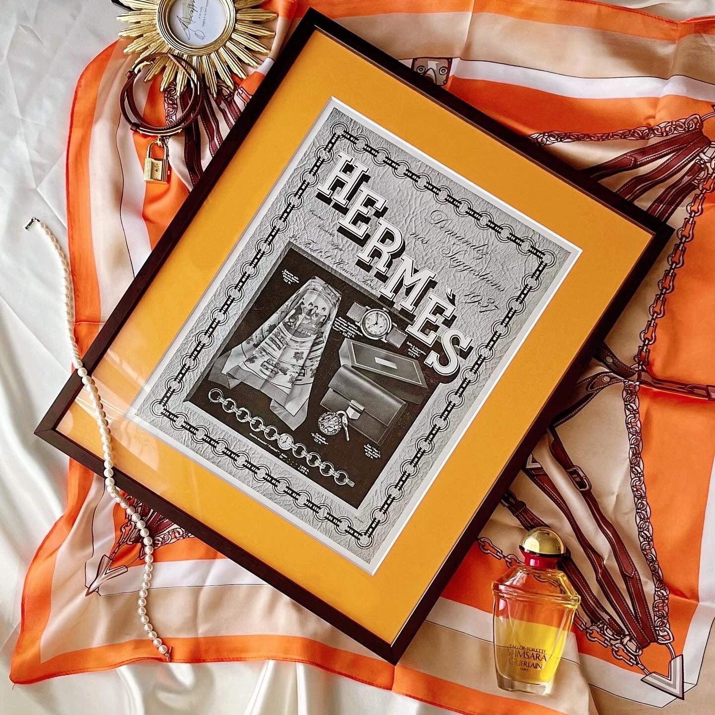 90sエルメスHERMESアンティークポスター額縁付