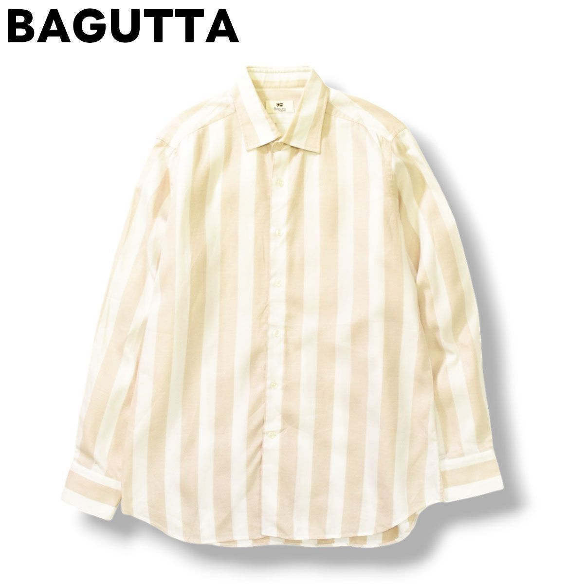 アルバニア製】 バグッタ BAGUTTA カッタウェイカラー 長袖 シャツ 42 ストライプ柄 ベージュ メンズ - メルカリ