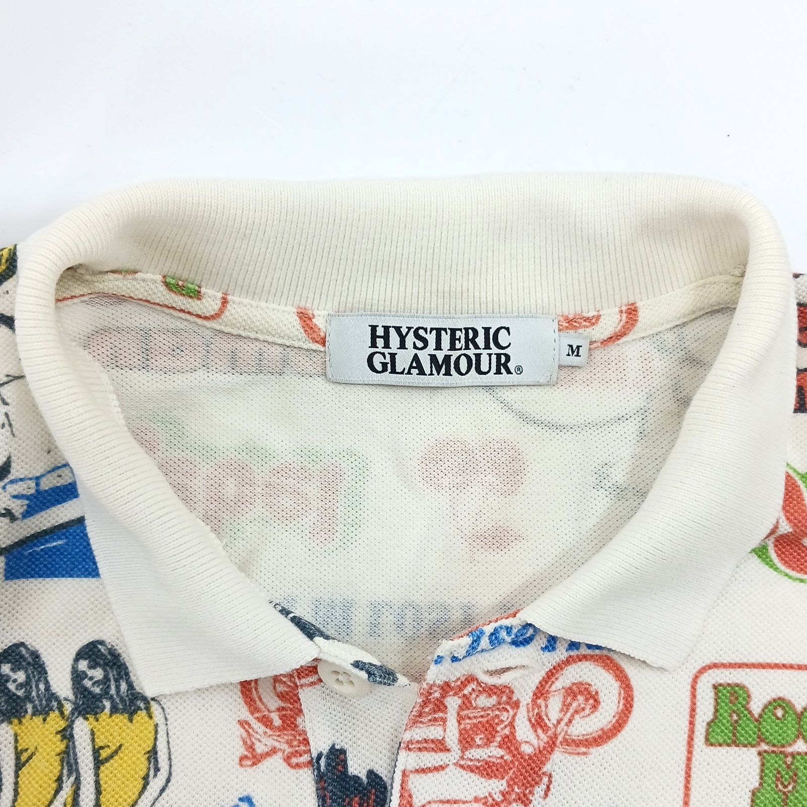 【チックル】ヒステリックグラマー　半袖ポロシャツ　ヒスガール　総柄　M HYSTERIC GLAMOUR ヒステリックグラマー 歴代ガール ヒスガール