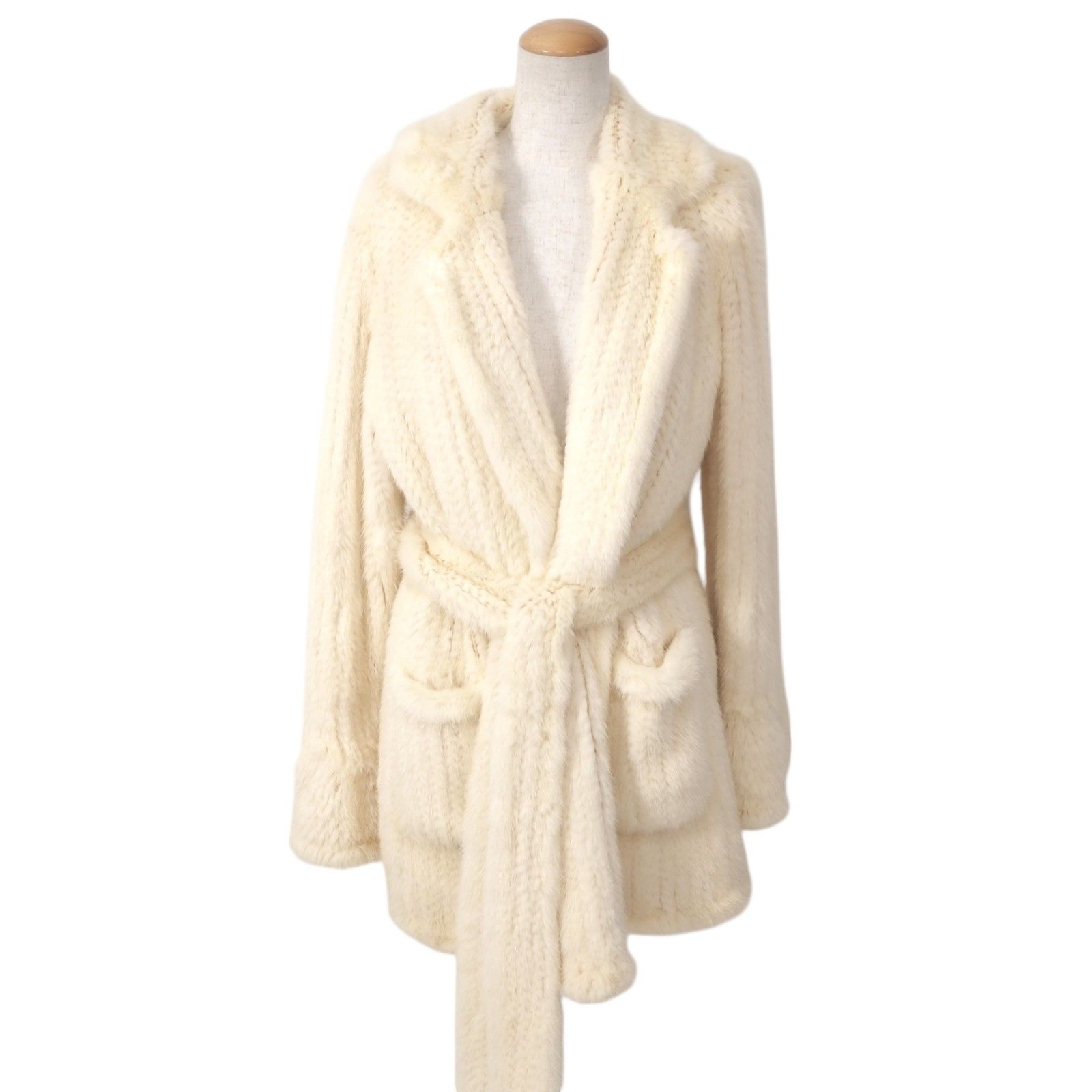気質アップ □美品 パールミンク MINK ミンクヤーン ミンクファー ベルト ジャケット・アウター