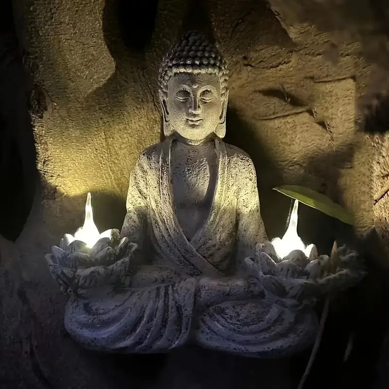 仏像 ランプ ソーラー オブジェ 置物 玄関 開運 幸運 財運 金運 安産