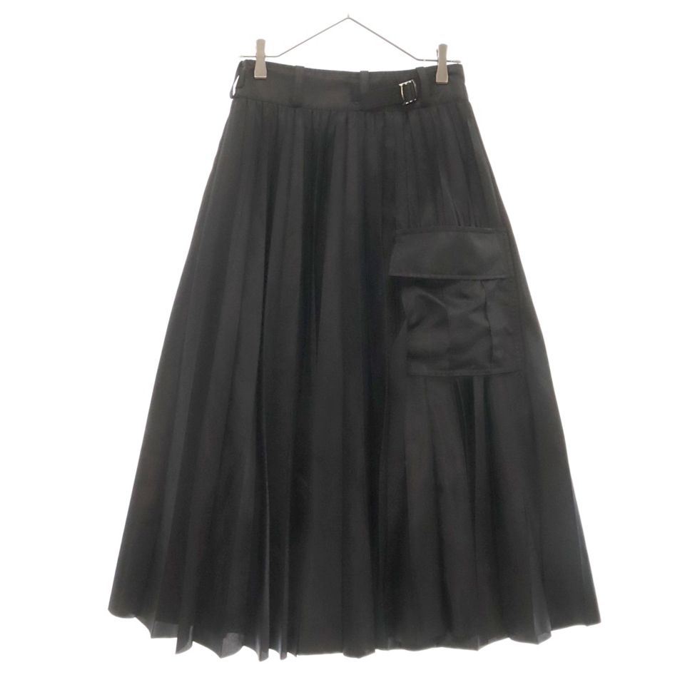 Sacai (サカイ) 23SS Nylon Twill Skirt ナイロンツイル カーゴポケット付き プリーツロングスカート レディース ブラック  23‐06673 - メルカリ