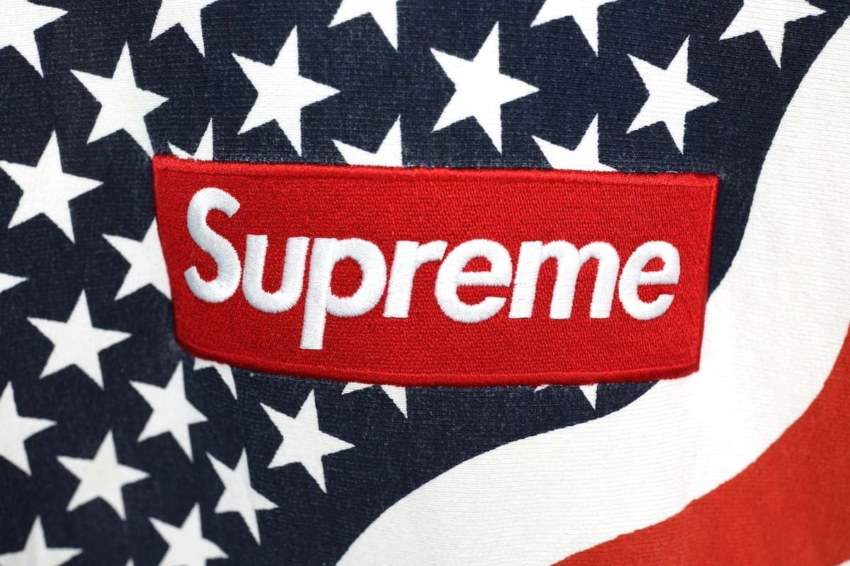 2014FW Supreme Box Logo Hooded Sweatshirt American Flag